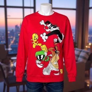 Juniors Looney Toons Taz Marvin Bugs Tweety Sylvester & Bugs Sweatshirt Size Sma